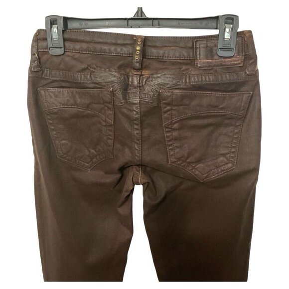 Robin’s Jeans Women’s Jane Style Designer Brown Coated Finish Skinny boot cut 26 - Picture 1 of 13